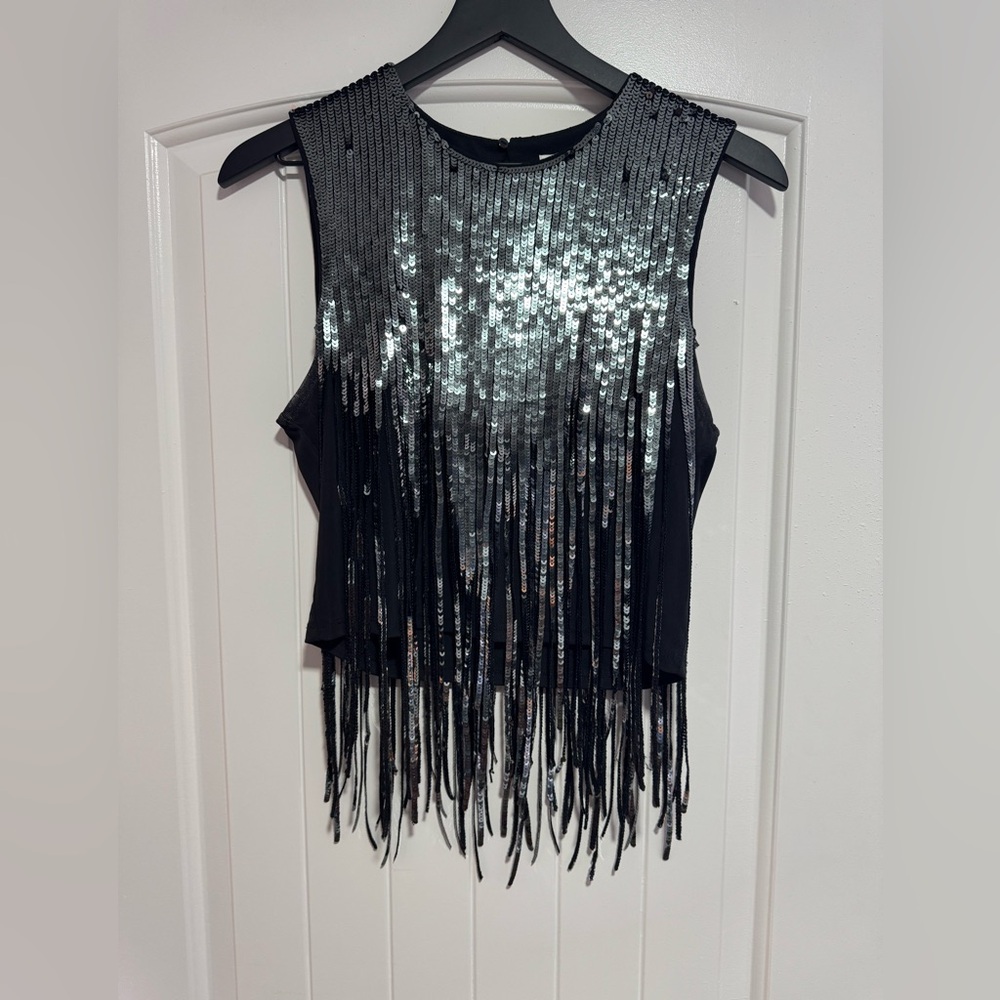 H&M Black and Silver Sequin Top